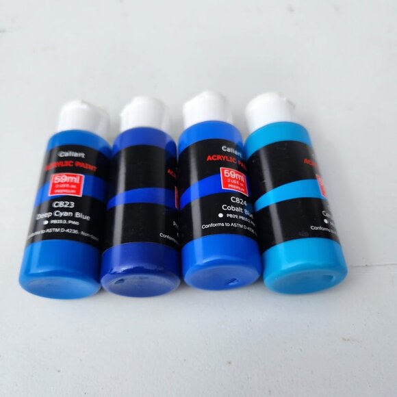 NEW 4 Caliart Acrylic Paint Set Blue Blues colors 59ml, 2oz each Art Craft Paint - Picture 4 of 8